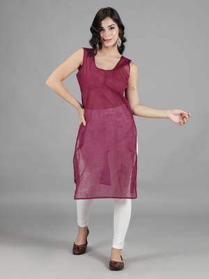 Hand Embroidered Lucknowi Chikankari Burgundy Georgette Kurta with Slip 6