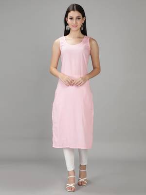 Hand Embroidered Lucknowi Chikankari Light Pink Georgette Kurta with Slip 6