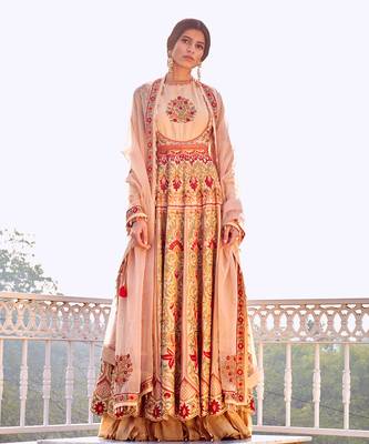 Biege Anarkali Set 1