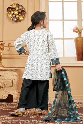 White embroidered cotton kids salwar suits 4