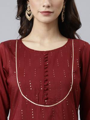 Maroon embroidered silk ethnic-kurtis 4
