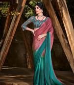 Pink woven chiffon saree with blouse