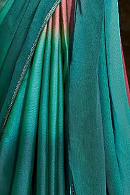 Pink woven chiffon saree with blouse 3