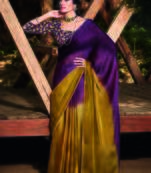 Purple woven chiffon saree with blouse