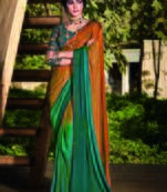 Blue woven chiffon saree with blouse