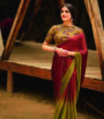 Maroon woven chiffon saree with blouse
