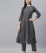 Black printed cotton ethnic-kurtis