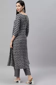 Black printed cotton ethnic-kurtis