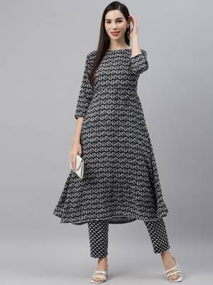Black printed cotton ethnic-kurtis 5