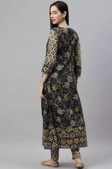 Beige printed cotton ethnic-kurtis