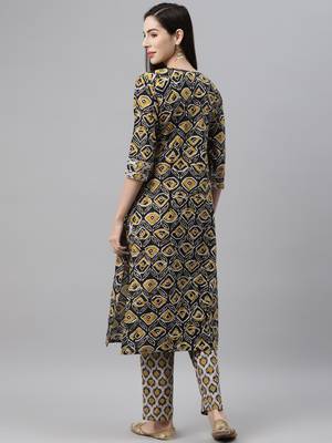 Black printed cotton ethnic-kurtis 2