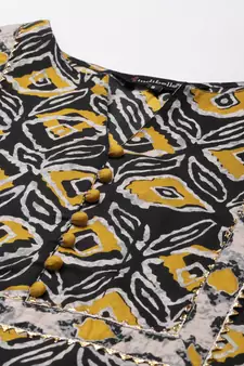 Black printed cotton ethnic-kurtis