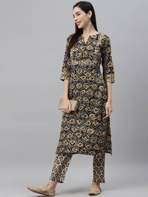 Black printed cotton ethnic-kurtis 5