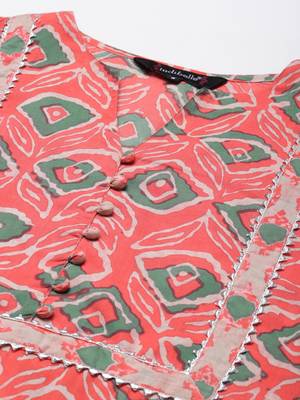 Peach printed cotton ethnic-kurtis 4