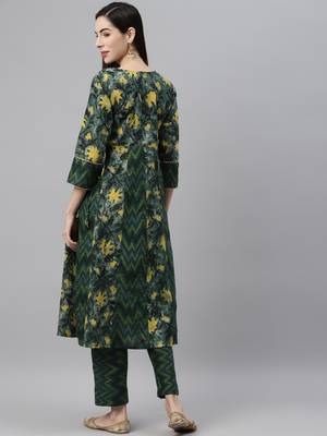 Green printed cotton ethnic-kurtis 2