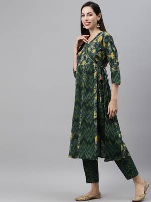 Green printed cotton ethnic-kurtis 3