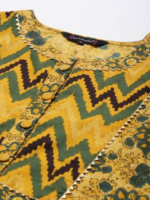 Mustard printed cotton ethnic-kurtis 4