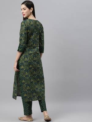 Green printed cotton ethnic-kurtis 2