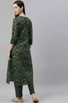 Green printed cotton ethnic-kurtis