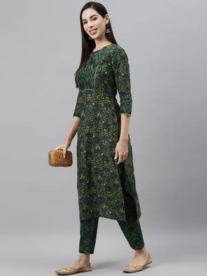 Green printed cotton ethnic-kurtis 5