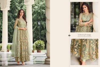 DESIGNER LONG PARTY WEAR SALWAR SUIT IN NET FABRIC SEMI STITCHED 2