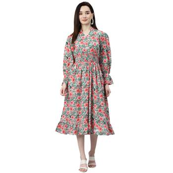 White printed cotton short-dresses 1