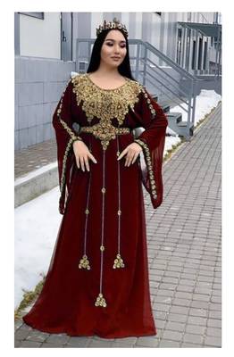 Sale !! Royal Dubai Beaded Kaftan Abaya Party Fancy African Clothing Crystal Fancy Work New Collection Dress 1