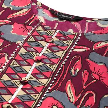 Wine printed viscose rayon maxi-dresses 2