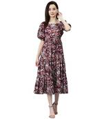 Wine printed viscose rayon short-dresses