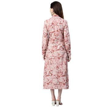 Peach printed cotton short-dresses 3
