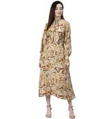 Mustard printed cotton short-dresses