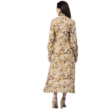 Mustard printed cotton short-dresses 3