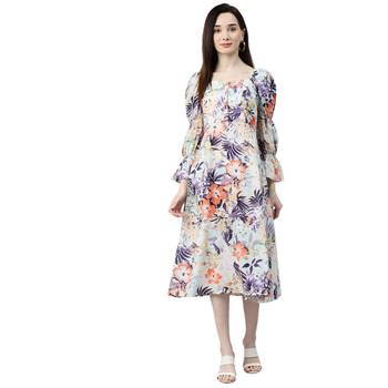 Sky-blue printed cotton short-dresses 1