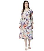 Sky-blue printed cotton short-dresses