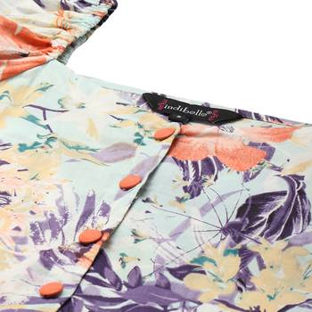 Sky-blue printed cotton short-dresses 2