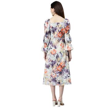 Sky-blue printed cotton short-dresses 3