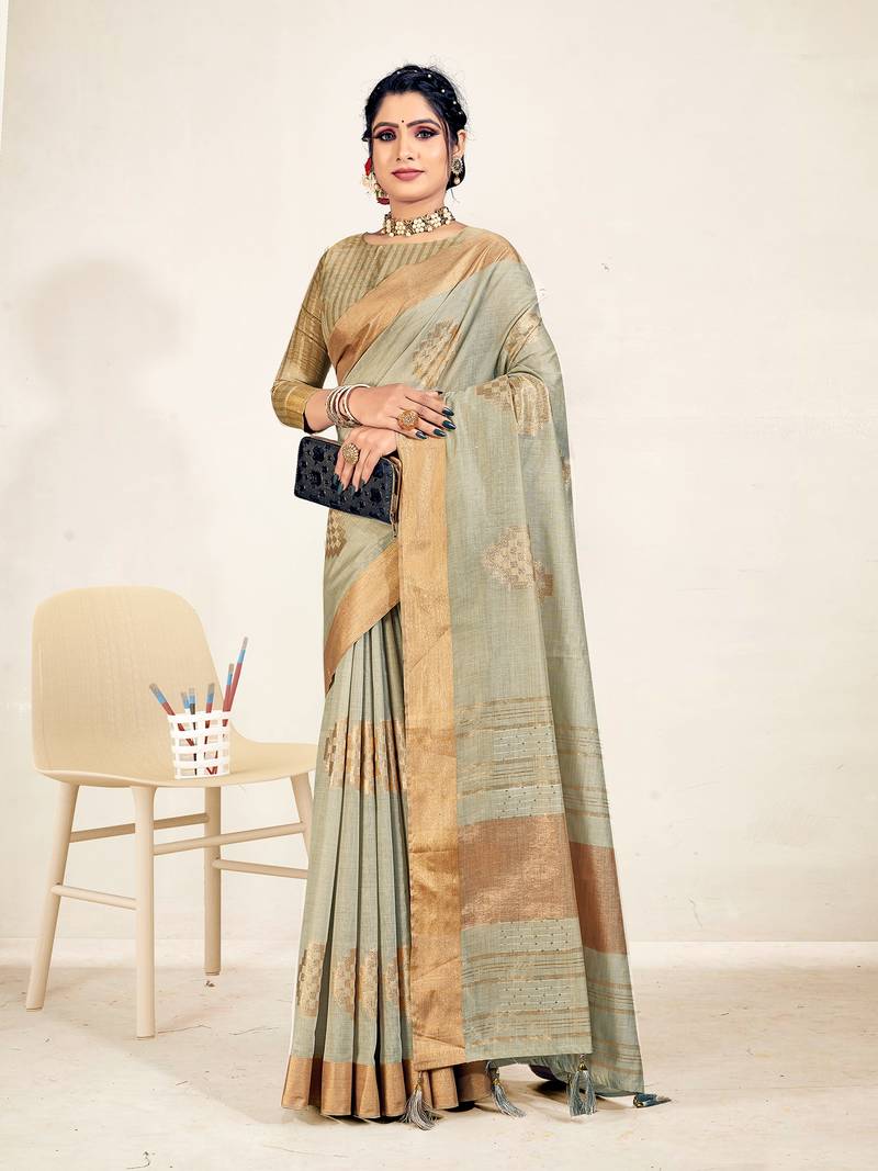 Sweet smile stylish saree with blouse set-MALIKA-PEACH-1