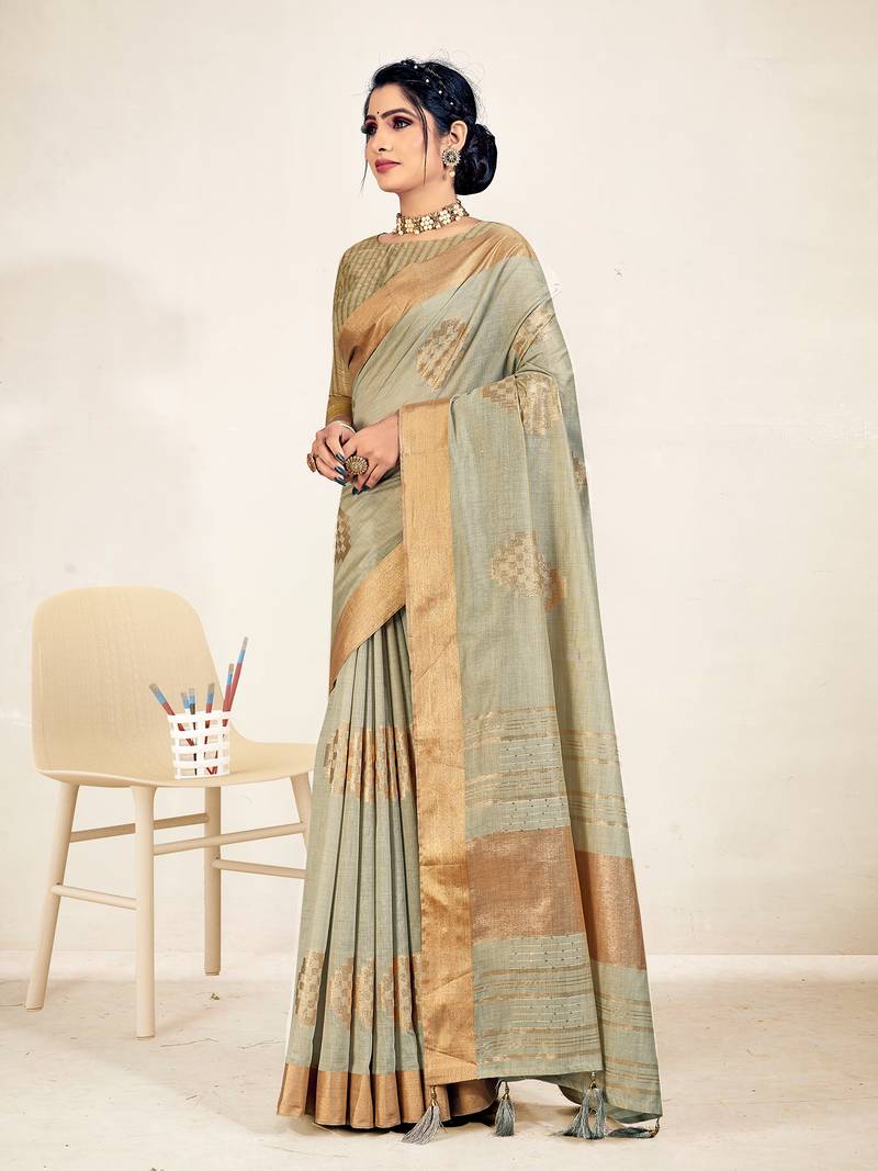 Sweet smile stylish saree with blouse set-MALIKA-PEACH-1