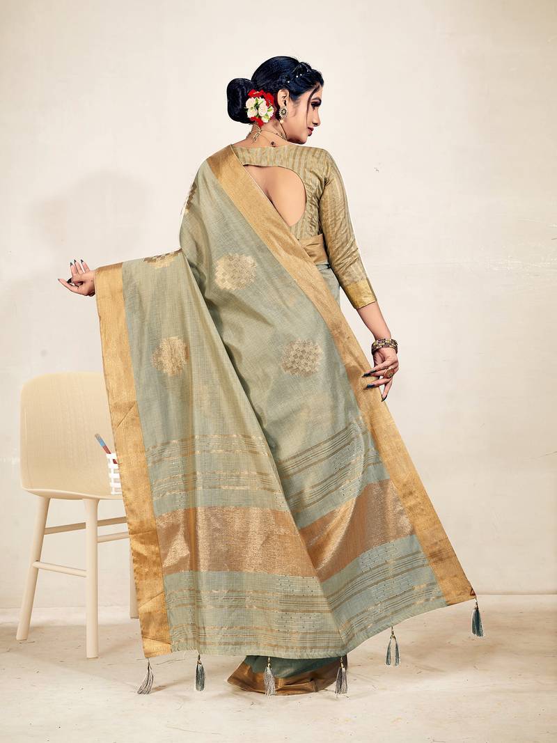 Sweet smile stylish saree with blouse set-MALIKA-PEACH-1