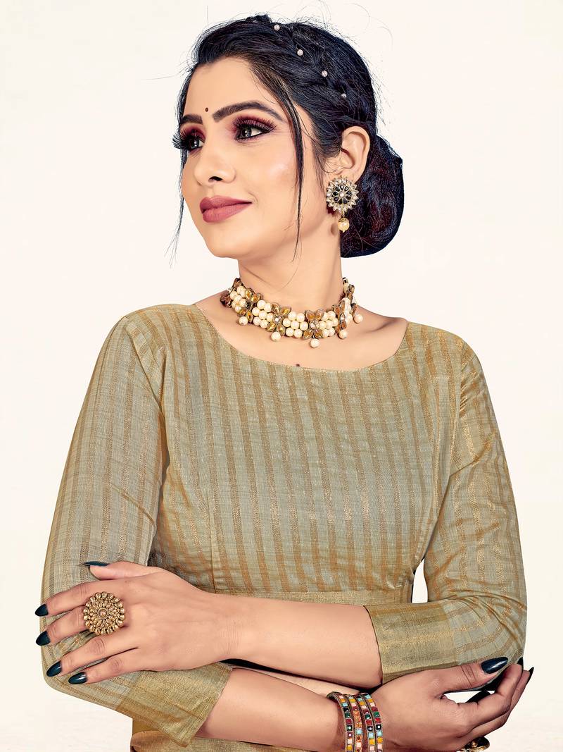 Sweet smile stylish saree with blouse set-MALIKA-PEACH-1