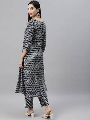 Black printed cotton cotton-kurtis 2
