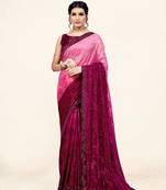 Sweet smile stylish saree with blouse set-ESHA-PURPLE-4