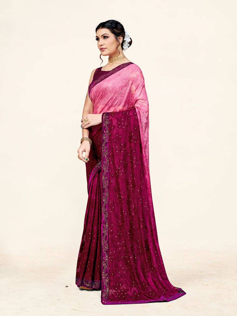 Sweet smile stylish saree with blouse set-ESHA-PURPLE-4