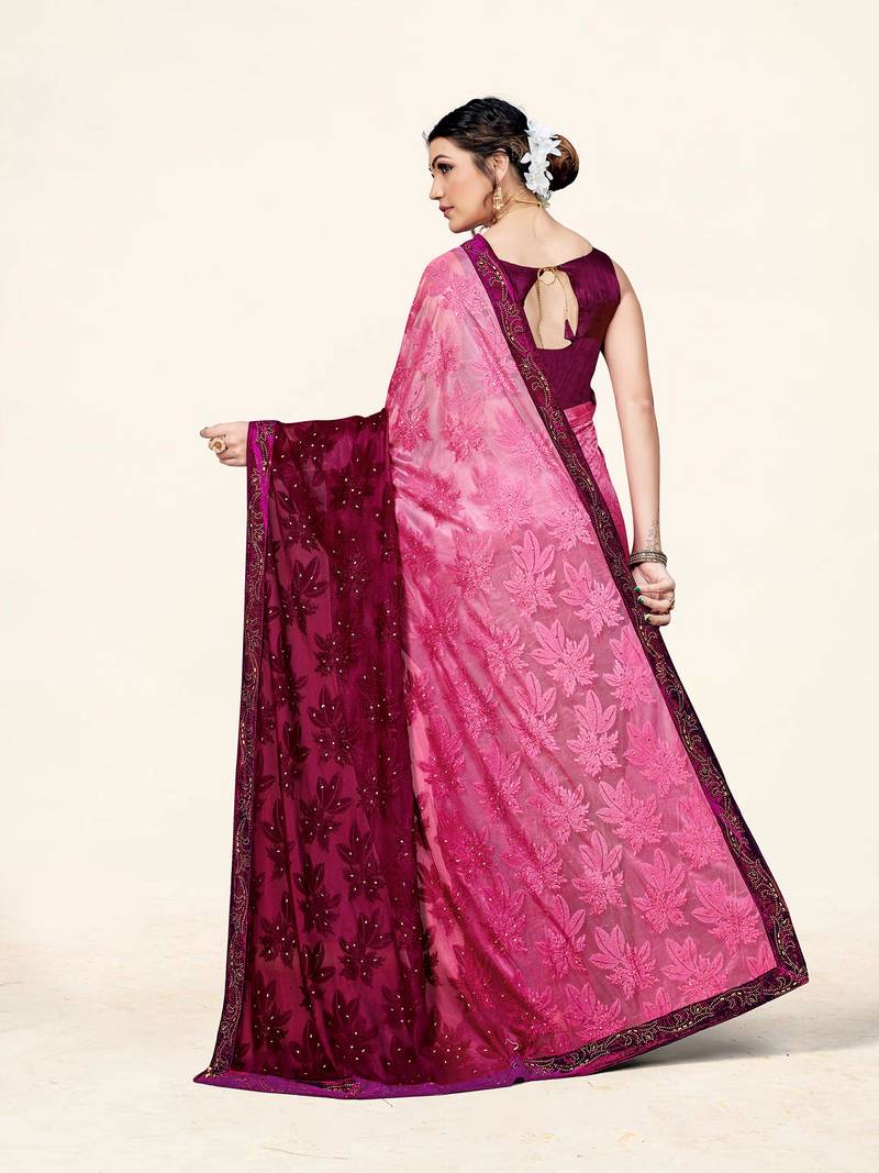 Sweet smile stylish saree with blouse set-ESHA-PURPLE-4