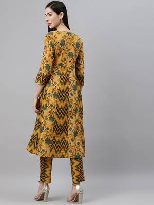 Mustard printed cotton cotton-kurtis 2