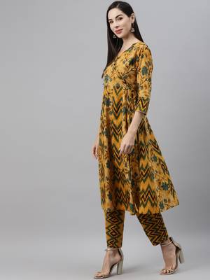 Mustard printed cotton cotton-kurtis 3