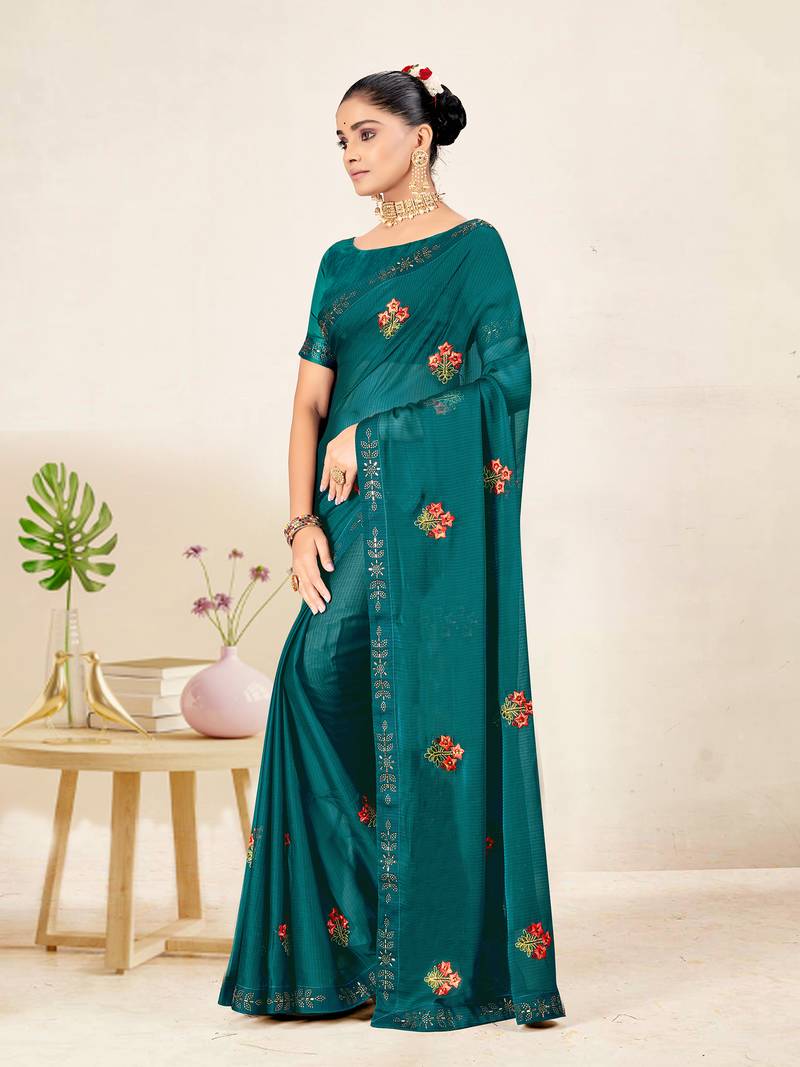 Sweet smile stylish saree with blouse set-MANGALAM-RAMA-4