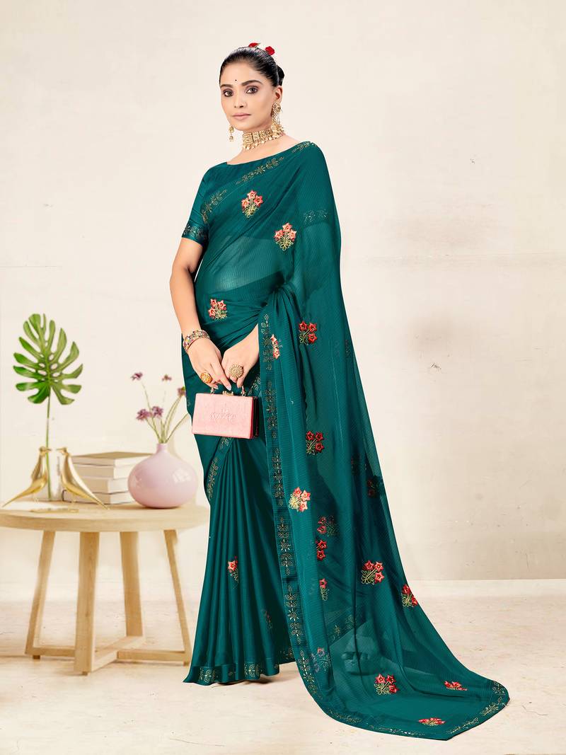 Sweet smile stylish saree with blouse set-MANGALAM-RAMA-4
