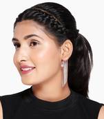 Long Glittery Silver Dangler Earcuffs