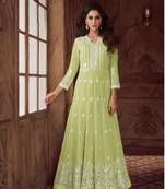 Green Lucknowi Georgette Gown
